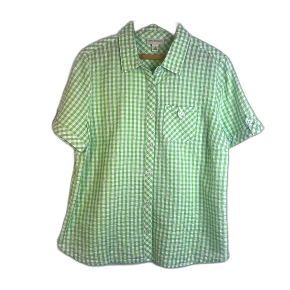 Appleseeds NWOT Gingham Plaid Cotton Shirt Comfy Country Basic Size Large - Picture 1 of 10